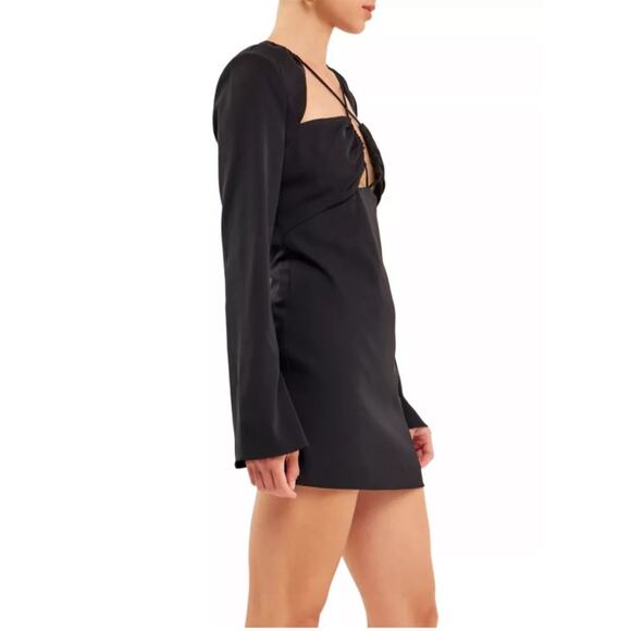 Endless Rose Crossover strap little Black mini dress Long Sleeve NEW Size small - Picture 3 of 13